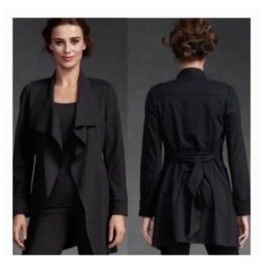 CAbi Black Take Charge Belted Waterfall Jacket